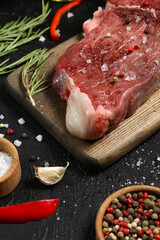 raw beef steak with vegetables