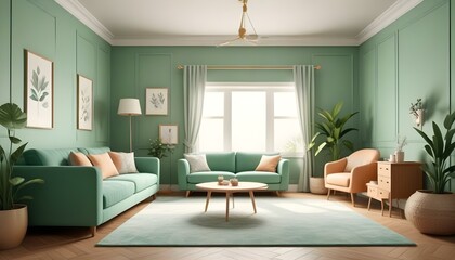 Fototapeta premium Photo interior modern design room 3d illustration;