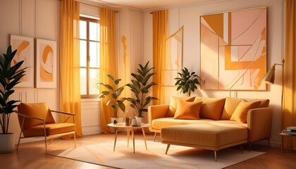 Photo interior modern design room 3d illustration;