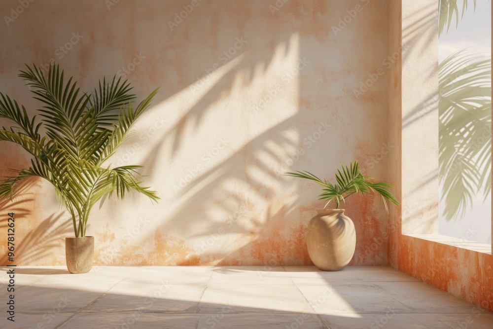 Poster the image displays an indoor setting featuring potted plants in front of a window allowing sunlight 