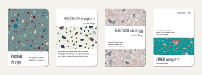 School notebook cover design. Terrazzo abstract
