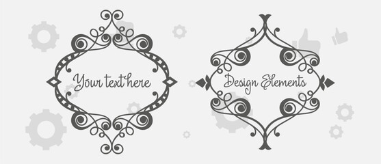 Hand drawn floral frames and divider with flowers and leaves. Elegant logo template. Vector illustration vintage decorative elements for label, branding ,wedding invitation, greeting card