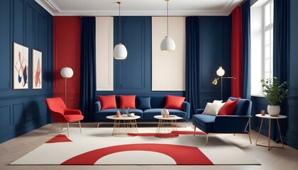 Naklejka premium Photo interior modern design room 3d illustration;