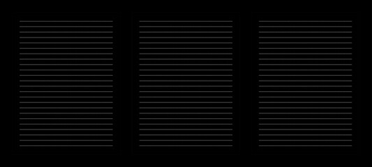 Paper lined.Note Paper. lined and black paper blank sheets set Vector Illustration.