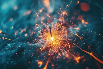 Fototapeta premium A close-up view of sparkling pyro photography with a burst of color and light.