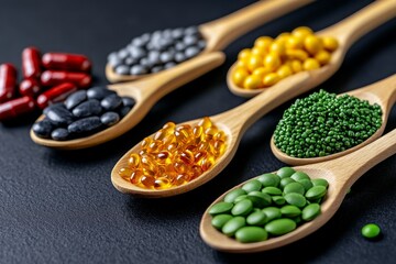 A holistic nutritionist preparing a meal plan, emphasizing the power of whole foods, superfoods, and natural supplements for all