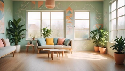 Photo interior modern design room 3d illustration;