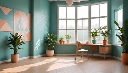 Photo interior modern design room 3d illustration;