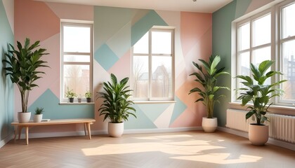 Photo interior modern design room 3d illustration;