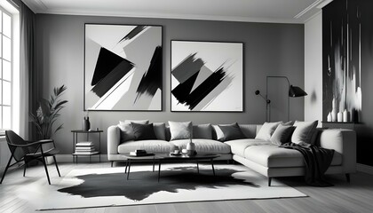 Photo interior modern design room 3d illustration;