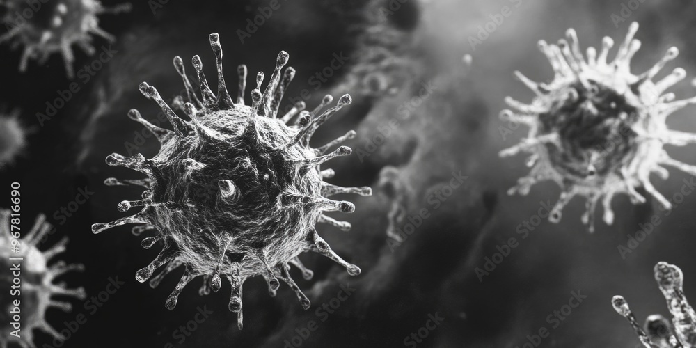 Aufkleber close-up of a virus particle. microscopic view under the microscope.