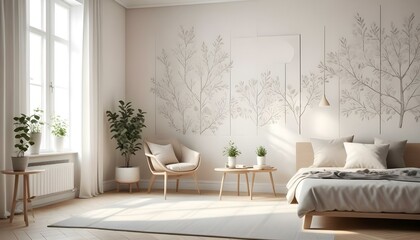 Photo interior modern design room 3d illustration;