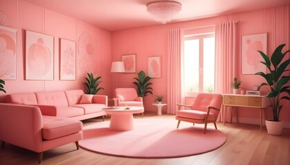 Fototapeta premium Photo interior modern design room 3d illustration;