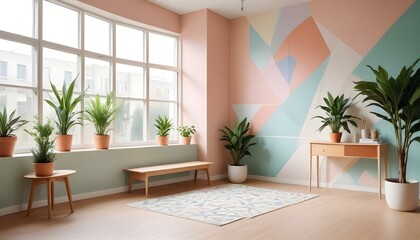 Photo interior modern design room 3d illustration;
