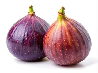Close-up of two fresh figs with colorful skin
