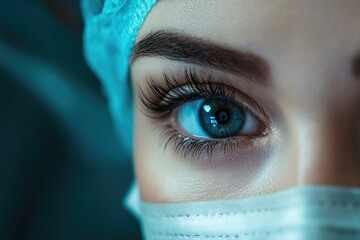 A medical professional wearing a sterile eyewear, indicating hygiene and attention to patient care standards.