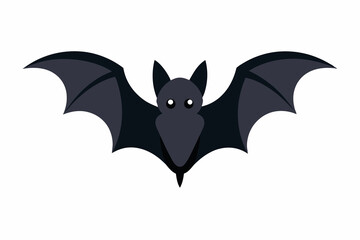Silhouette of a flying black bat isolated on a white background.