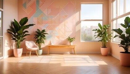Photo interior modern design room 3d illustration;