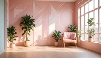 Photo interior modern design room 3d illustration;