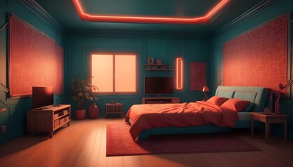 Photo interior modern design room 3d illustration;