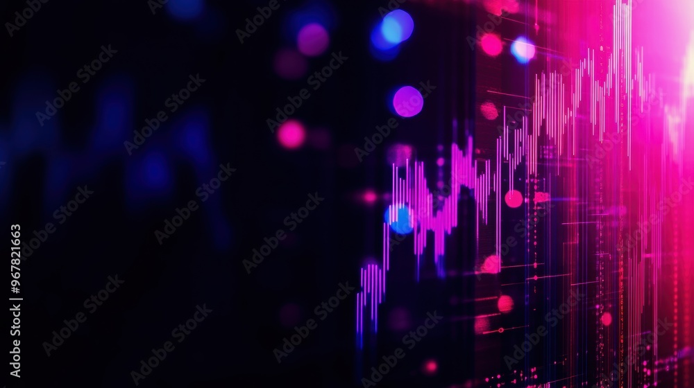 Poster vibrant digital abstract background featuring colorful data waves and glowing lights. perfect for mo