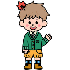 가을 남자어린이 일러스트