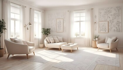 Fototapeta premium Photo interior modern design room 3d illustration;