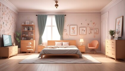 Photo interior modern design room 3d illustration;