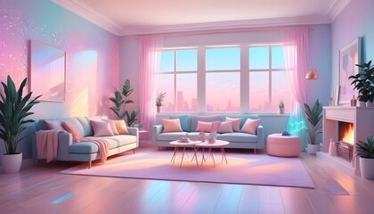 Photo interior modern design room 3d illustration;