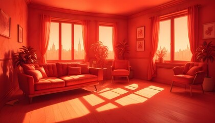 Photo interior modern design room 3d illustration;