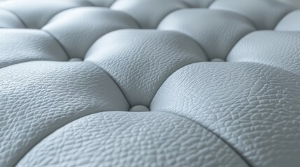 Fototapeta premium Close-up of a tufted leather surface, characterized by its diamond-patterned stitching and plush, padded texture