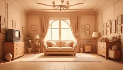 Fototapeta premium Photo interior modern design room 3d illustration;