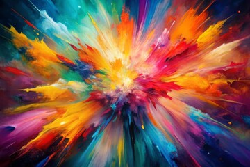 Obraz premium Luminous abstract expressionist painting, bold brushstrokes and vibrant color bursts