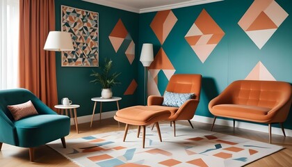 Photo interior modern design room 3d illustration;
