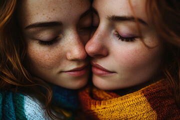 Intimate Connection Between Two Women - Close-Up Portrait