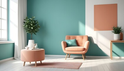 Photo interior modern design room 3d illustration;