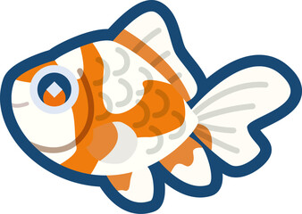 かわいい金魚（更紗和金）のイラスト