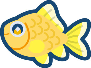 かわいい金魚（イエロー和金）のイラスト