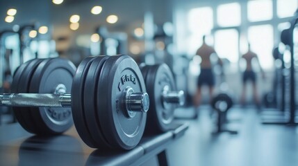 Fototapeta premium Closeup of Dumbbells in a Fitness Center