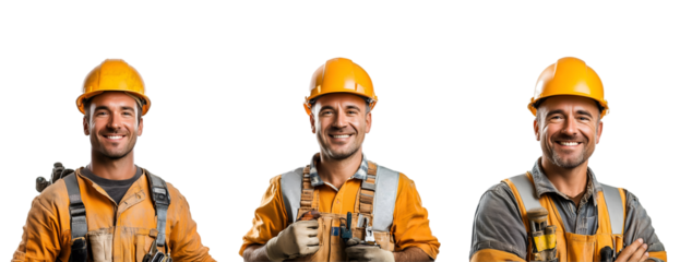 Construction worker with tools on him
