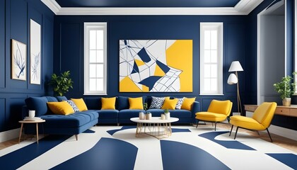 Photo interior modern design room 3d illustration;