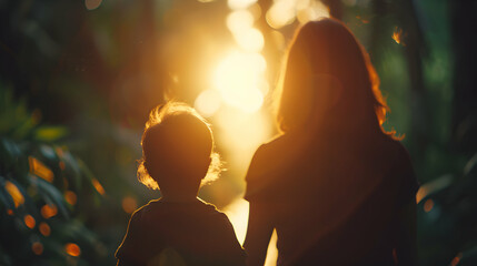 Single Mom Having Good Time Walking With Her Chi