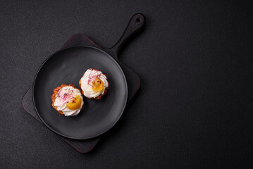 Sweet or sour cupcake with cream cheese, microgreens and filling