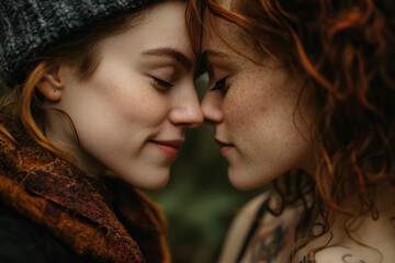 Intimate Connection Between Two Women - Close-Up Portrait