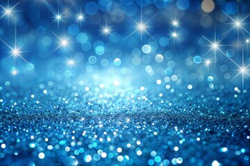 Obraz premium Festive abstract background with blue glitter and bokeh lights