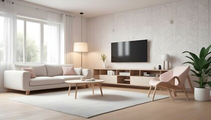 Photo interior modern design room 3d illustration;