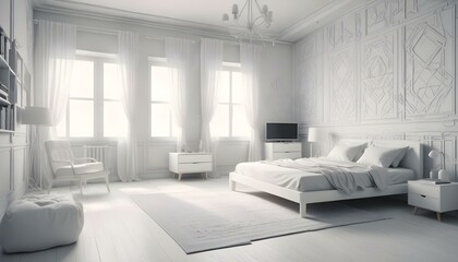 Photo interior modern design room 3d illustration;