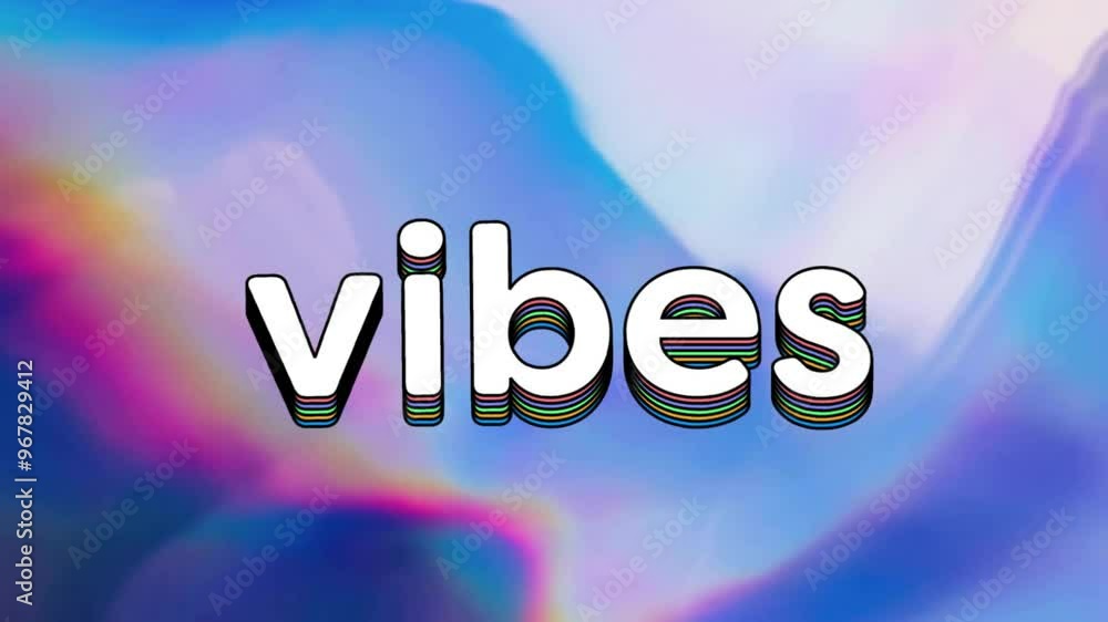 Poster animation of vibes text over colourful background