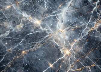 Gray marble expanse adorned with delicate white and silver striations, reminiscent of a celestial night sky