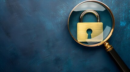 Magnifying Glass Highlighting Padlock Icon   Concept of Security Inspection and Analysis